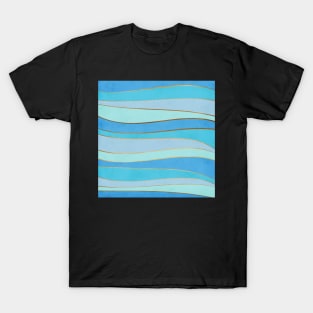 Waves Pattern - Golden Glitter T-Shirt